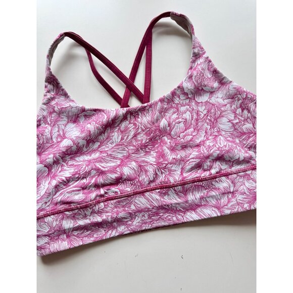LULULEMON Energy Floral Bloom White Star Ruby Long Line Sports Bra, Size 12 - Picture 7 of 16